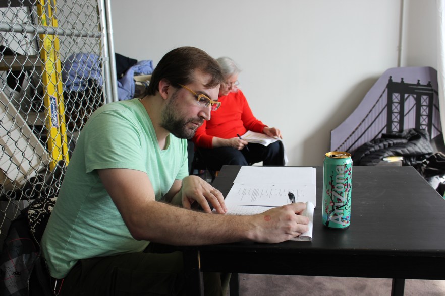 American WIsdom_Director Chris Czyz with actor Valerie O'Hara in background_Photo Said Johnson